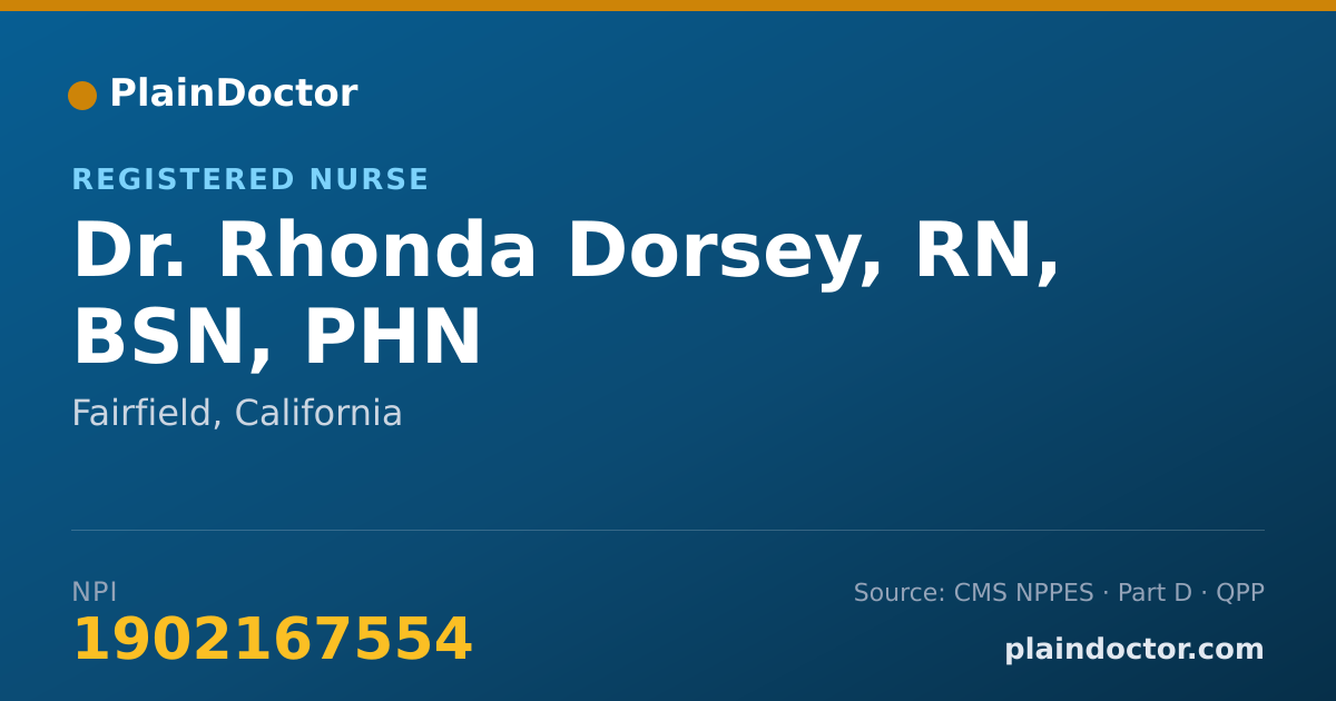 Shareable card for Rhonda Dorsey, RN, BSN, PHN - Registered Nurse, Fairfield, CA