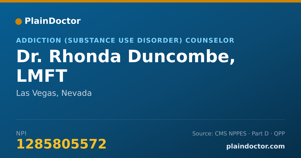 Shareable card for Rhonda Duncombe, LMFT - Addiction (Substance Use Disorder) Counselor, Las Vegas, NV