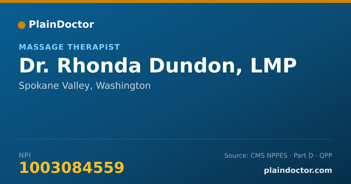 Shareable card for Rhonda Dundon, LMP - Massage Therapist, Spokane Valley, WA