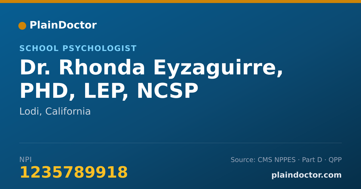 Shareable card for Rhonda Eyzaguirre, PHD, LEP, NCSP - School Psychologist, Lodi, CA