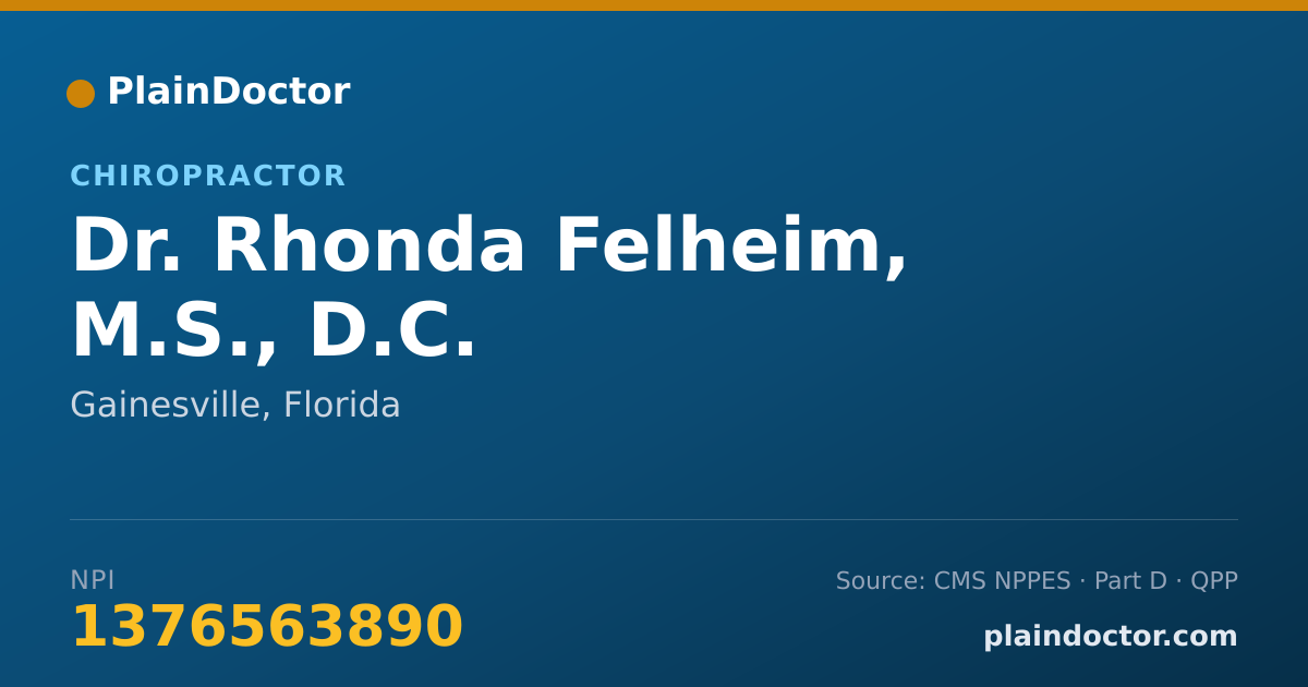 Shareable card for Rhonda Felheim, M.S., D.C. - Chiropractor, Gainesville, FL
