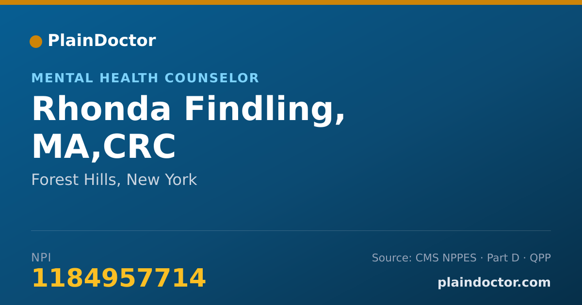 Shareable card for Rhonda Findling, MA,CRC - Mental Health Counselor, Forest Hills, NY