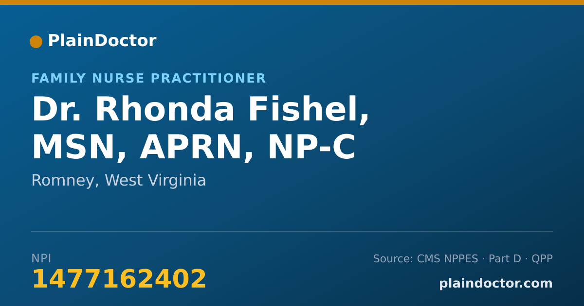 Shareable card for Rhonda Fishel, MSN, APRN, NP-C - Family Nurse Practitioner, Romney, WV