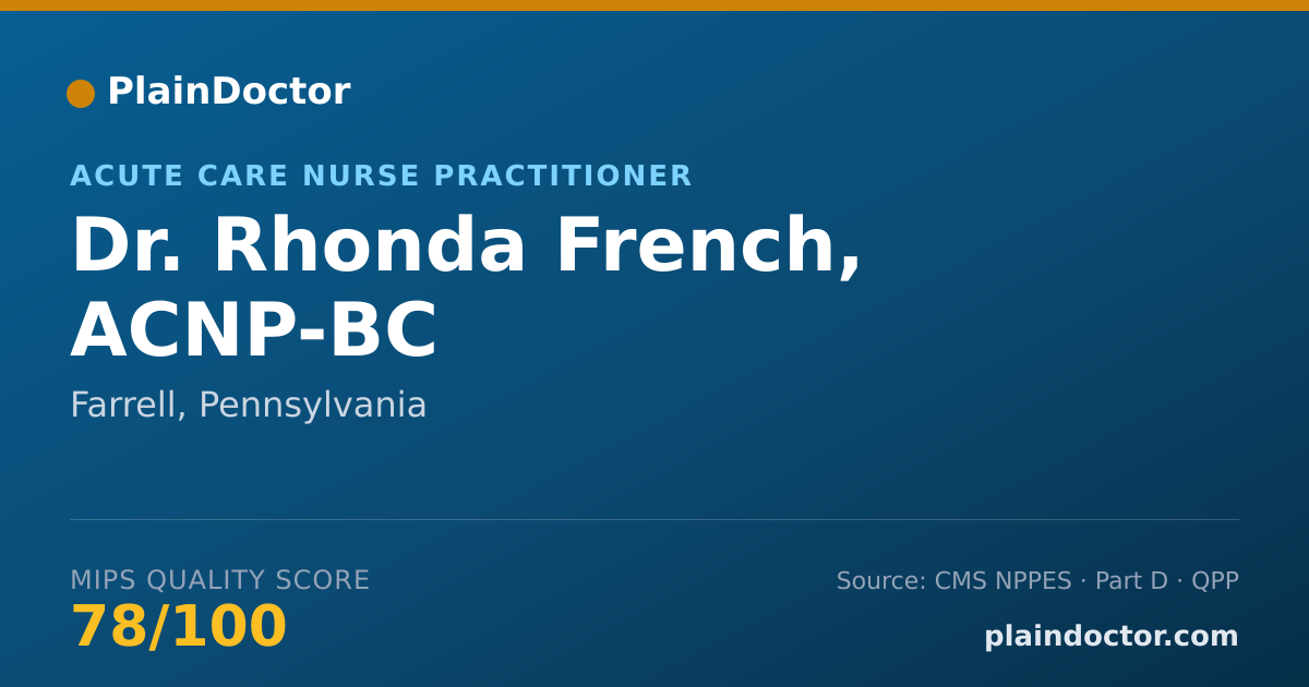 Shareable card for Rhonda French, ACNP-BC - Acute Care Nurse Practitioner, Farrell, PA