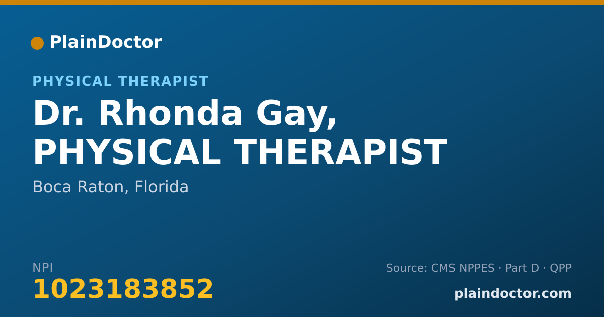 Shareable card for Rhonda Gay, PHYSICAL THERAPIST - Physical Therapist, Boca Raton, FL