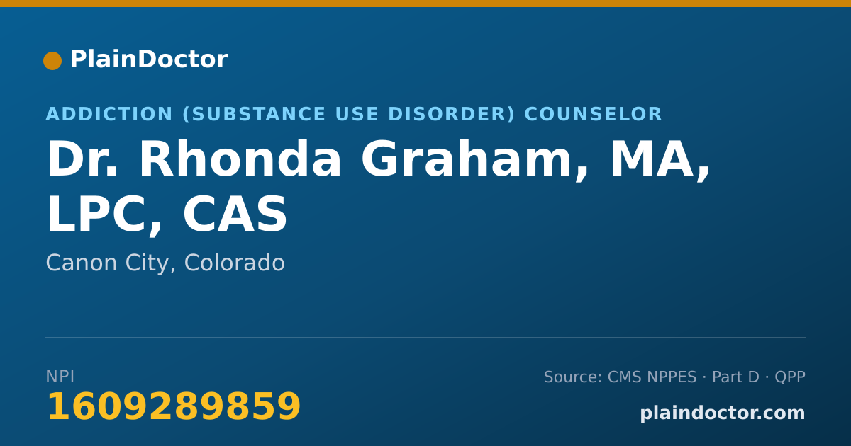 Shareable card for Rhonda Graham, MA, LPC, CAS - Addiction (Substance Use Disorder) Counselor, Canon City, CO