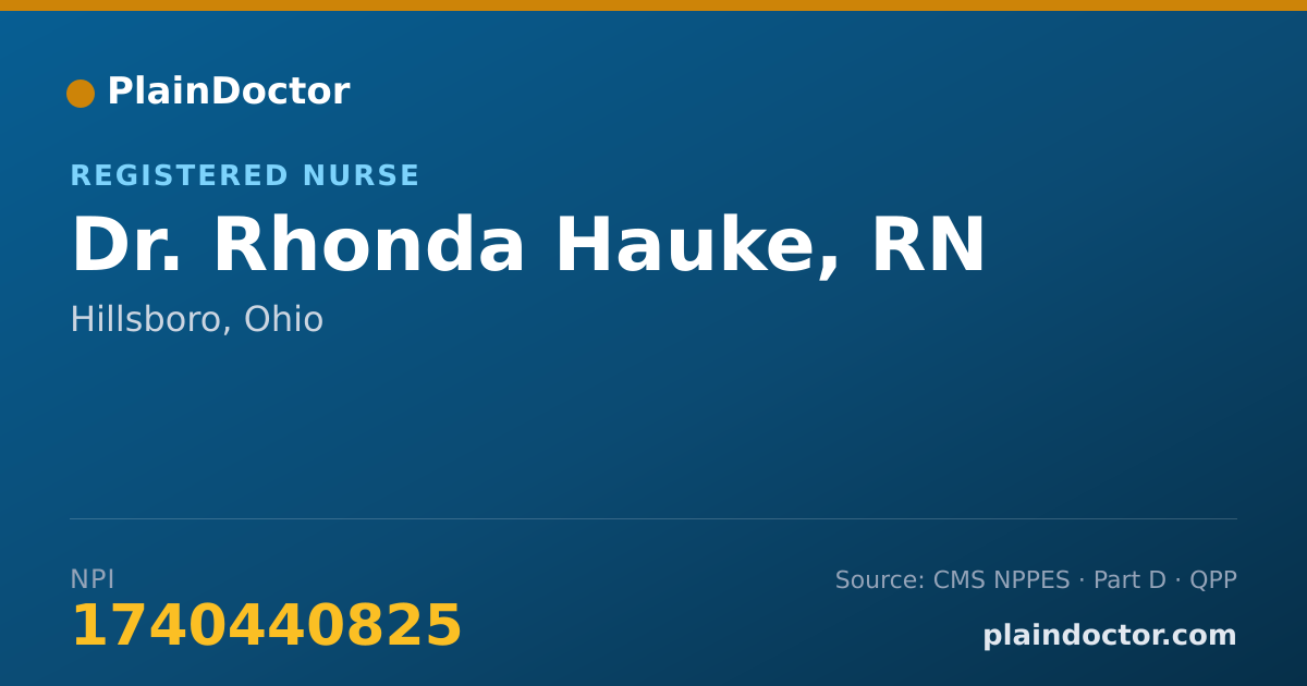 Shareable card for Rhonda Hauke, RN - Registered Nurse, Hillsboro, OH