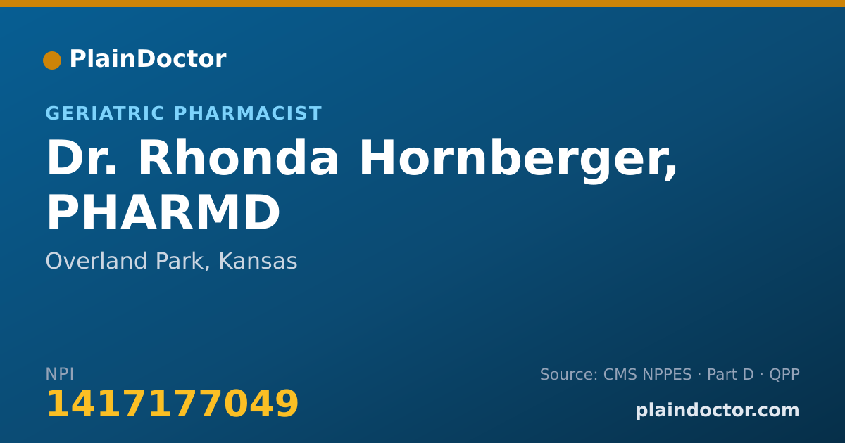 Shareable card for Rhonda Hornberger, PHARMD - Geriatric Pharmacist, Overland Park, KS