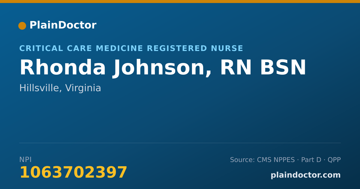 Shareable card for Rhonda Johnson, RN BSN - Critical Care Medicine Registered Nurse, Hillsville, VA