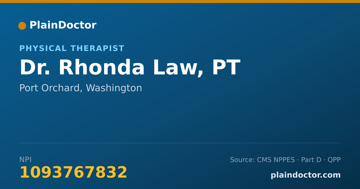 Shareable card for Rhonda Law, PT - Physical Therapist, Port Orchard, WA