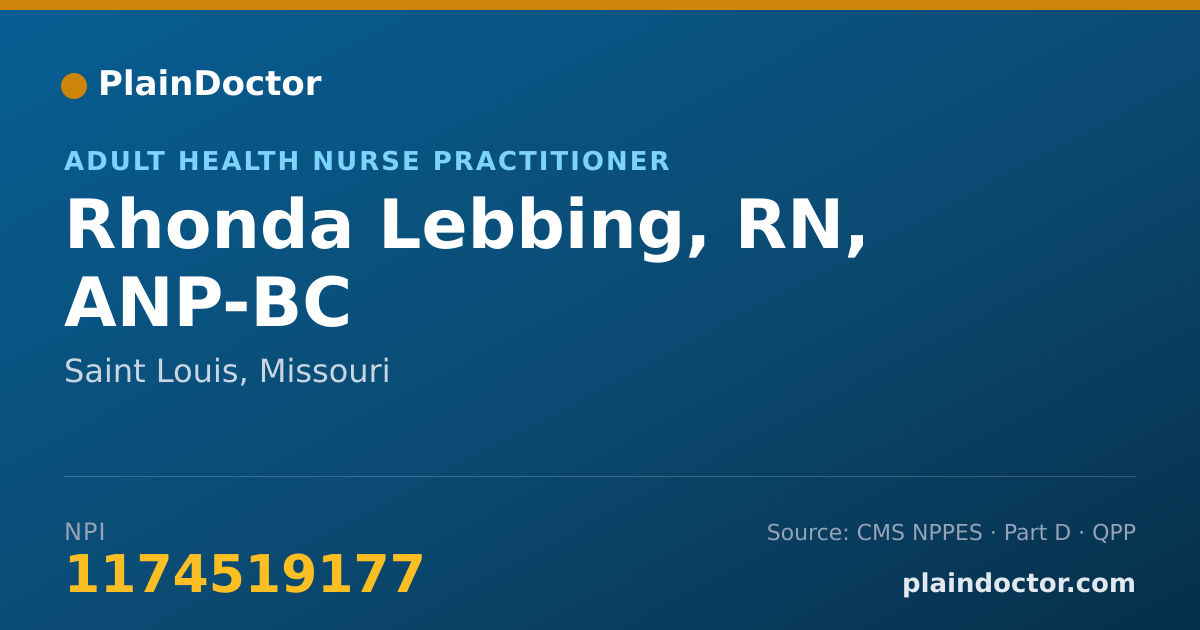 Shareable card for Rhonda Lebbing, RN, ANP-BC - Adult Health Nurse Practitioner, Saint Louis, MO