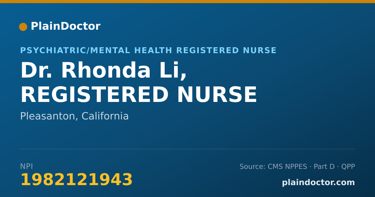 Shareable card for Rhonda Li, REGISTERED NURSE - Psychiatric/Mental Health Registered Nurse, Pleasanton, CA