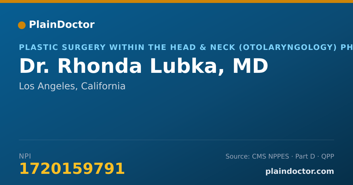 Shareable card for Rhonda Lubka, MD - Plastic Surgery within the Head & Neck (Otolaryngology) Physician, Los Angeles, CA