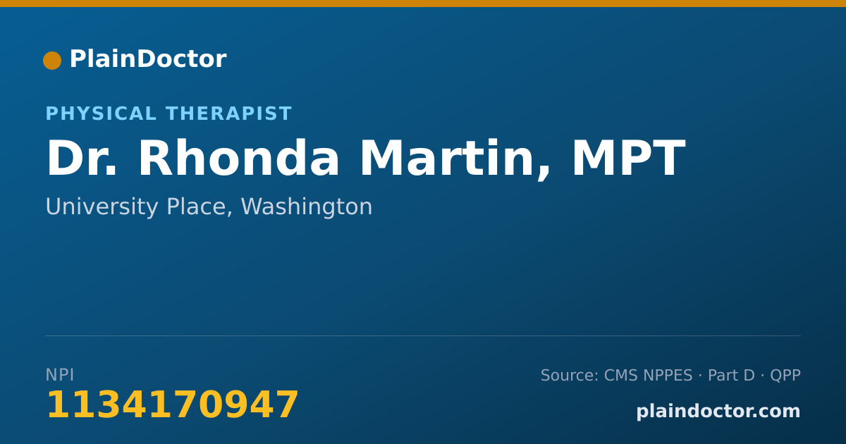 Shareable card for Rhonda Martin, MPT - Physical Therapist, University Place, WA