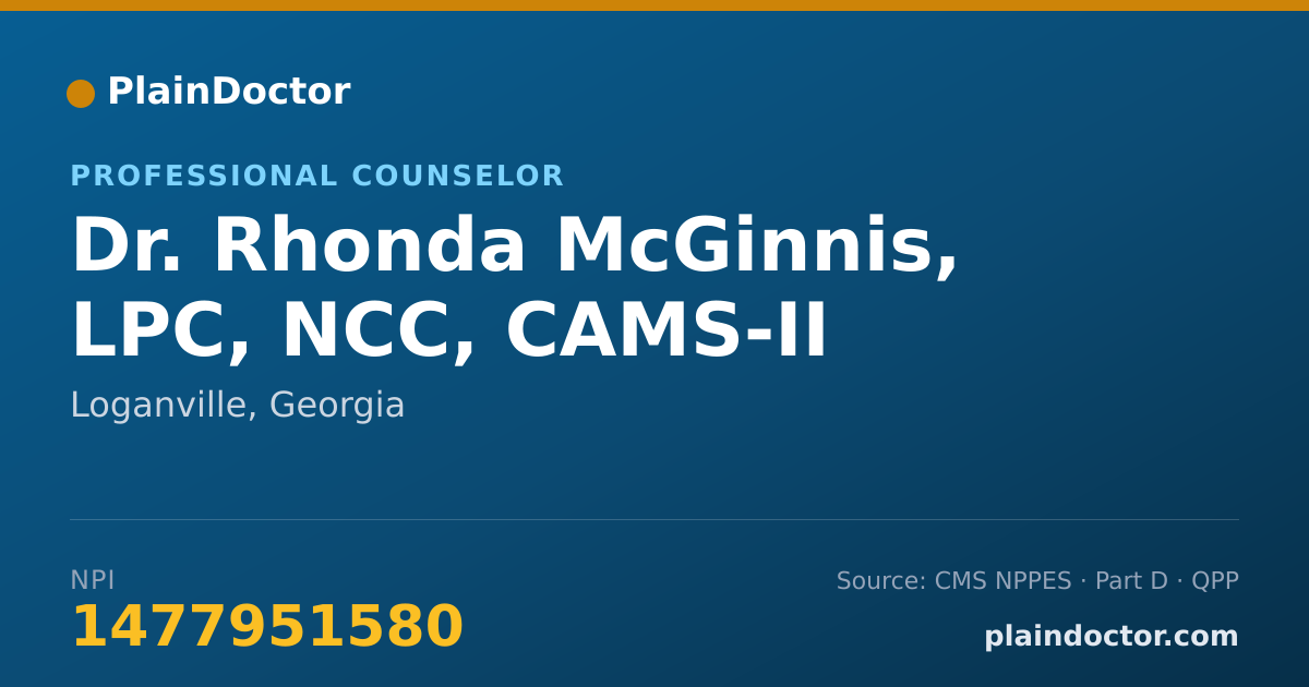 Shareable card for Rhonda McGinnis, LPC, NCC, CAMS-II - Professional Counselor, Loganville, GA