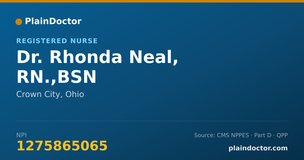 Shareable card for Rhonda Neal, RN.,BSN - Registered Nurse, Crown City, OH