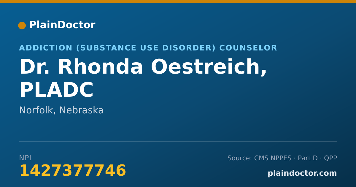 Shareable card for Rhonda Oestreich, PLADC - Addiction (Substance Use Disorder) Counselor, Norfolk, NE