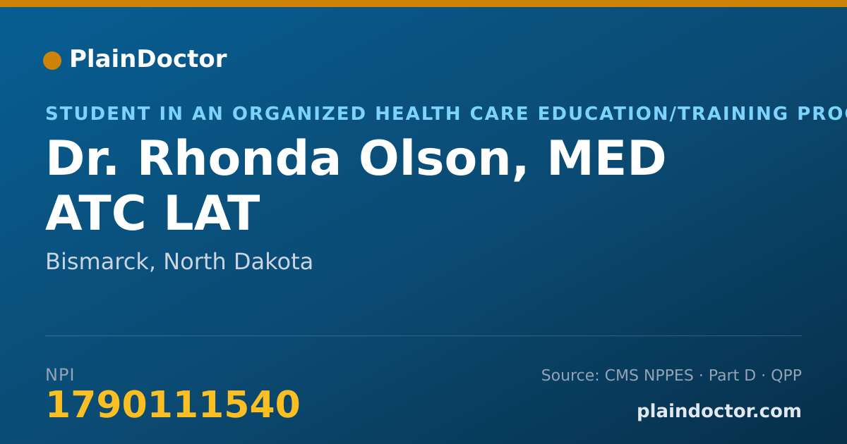 Shareable card for Rhonda Olson, MED ATC LAT - Student in an Organized Health Care Education/Training Program, Bismarck, ND