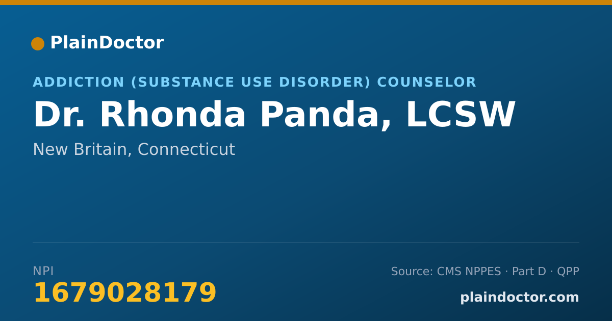 Shareable card for Rhonda Panda, LCSW - Addiction (Substance Use Disorder) Counselor, New Britain, CT
