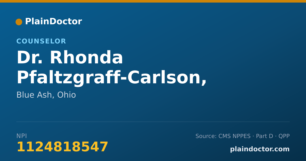 Shareable card for Rhonda Pfaltzgraff-Carlson, C-T - Counselor, Blue Ash, OH