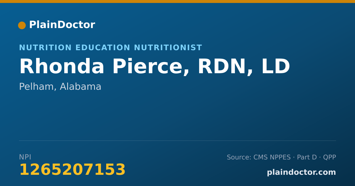 Shareable card for Rhonda Pierce, RDN, LD - Nutrition Education Nutritionist, Pelham, AL