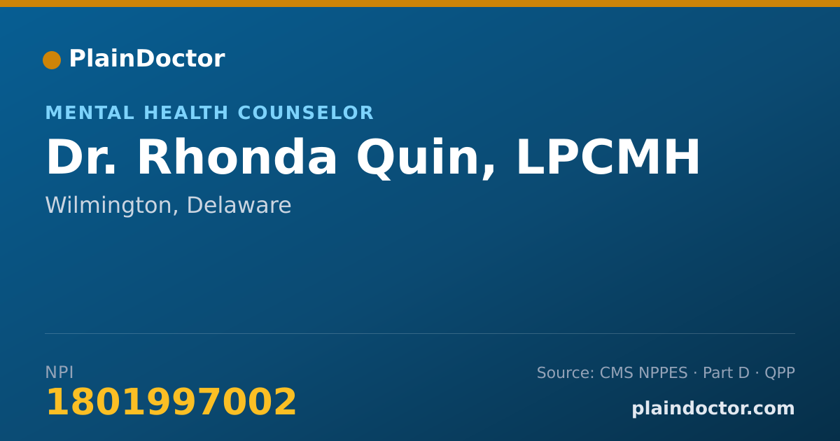 Shareable card for Rhonda Quin, LPCMH - Mental Health Counselor, Wilmington, DE