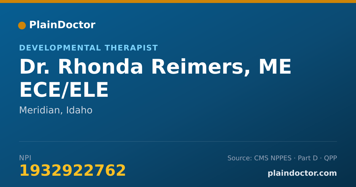 Shareable card for Rhonda Reimers, ME ECE/ELE - Developmental Therapist, Meridian, ID