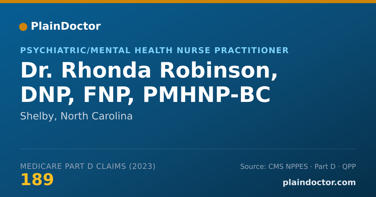 Shareable card for Rhonda Robinson, DNP, FNP, PMHNP-BC - Psychiatric/Mental Health Nurse Practitioner, Shelby, NC