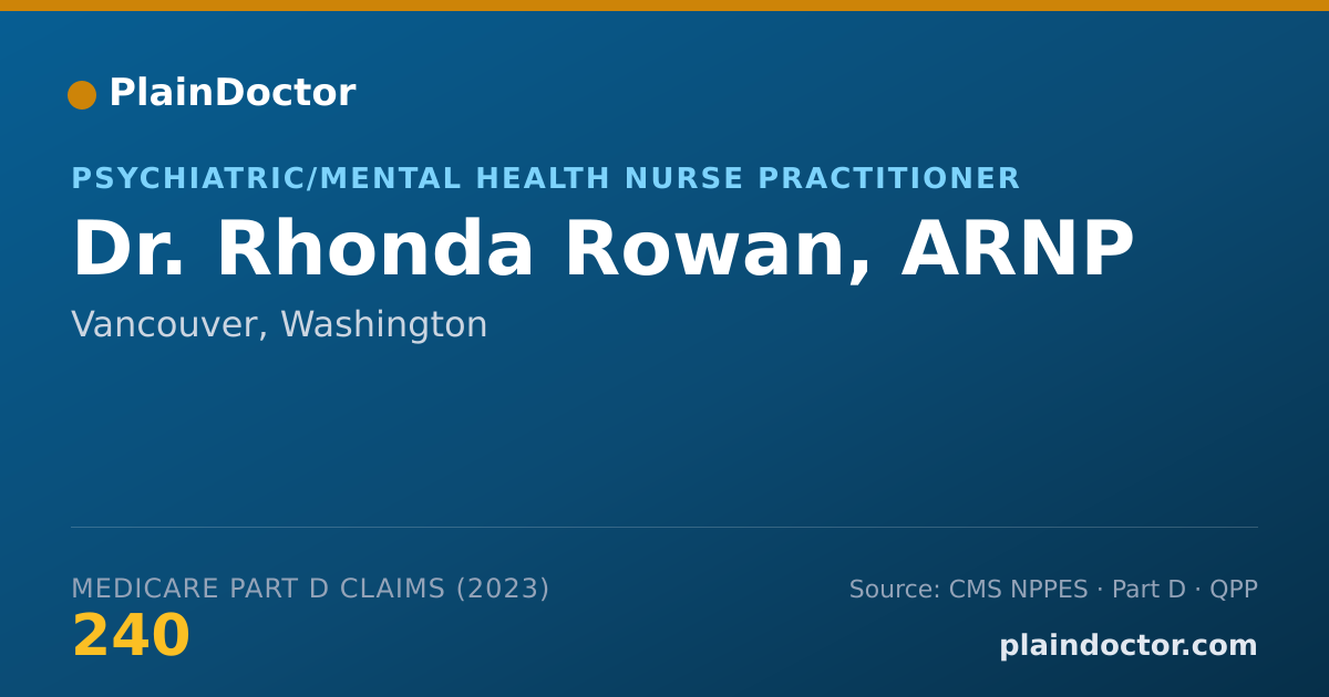 Shareable card for Rhonda Rowan, ARNP - Psychiatric/Mental Health Nurse Practitioner, Vancouver, WA