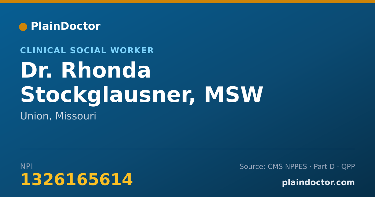 Shareable card for Rhonda Stockglausner, MSW - Clinical Social Worker, Union, MO