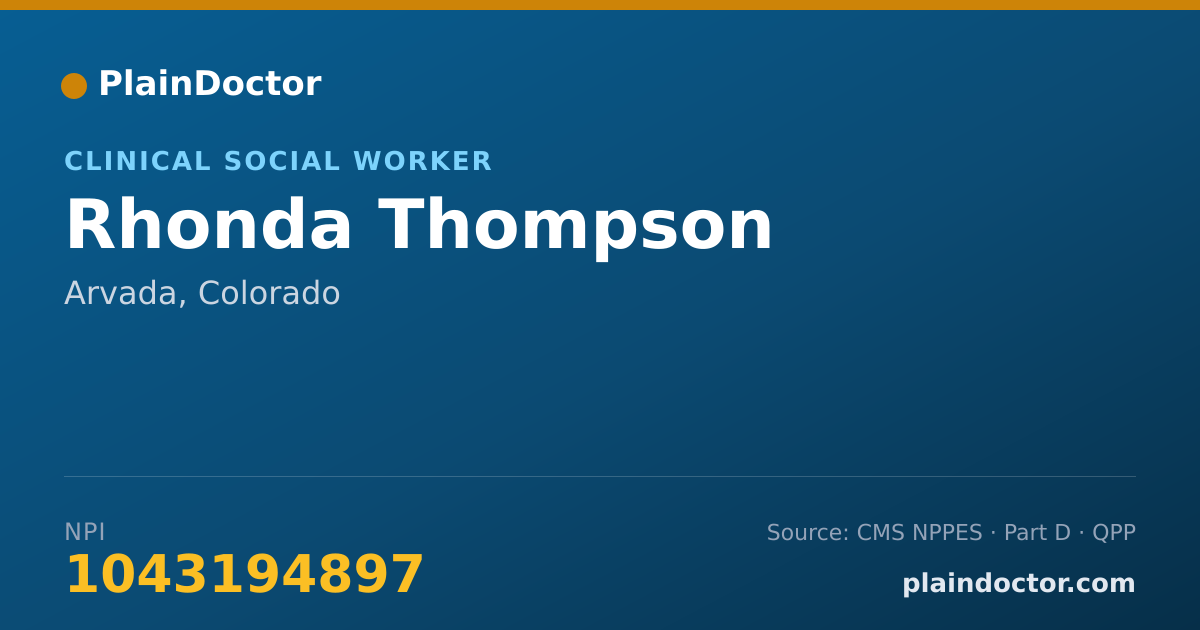 Shareable card for Rhonda Thompson - Clinical Social Worker, Arvada, CO