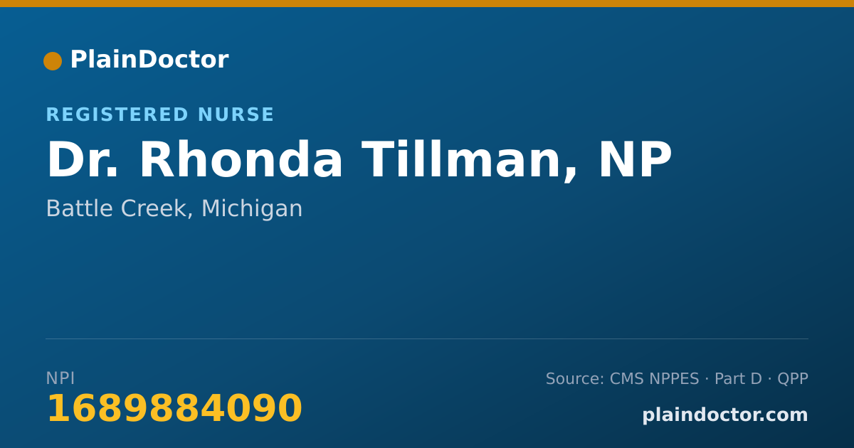 Shareable card for Rhonda Tillman, NP - Registered Nurse, Battle Creek, MI