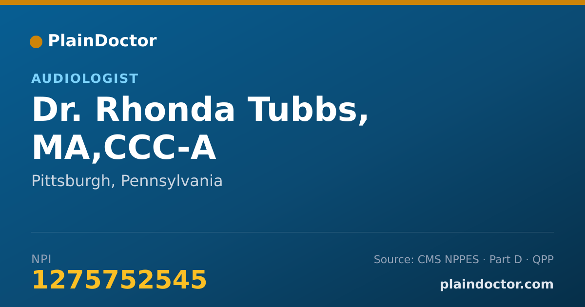 Shareable card for Rhonda Tubbs, MA,CCC-A - Audiologist, Pittsburgh, PA