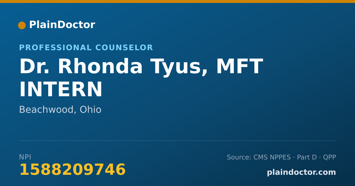 Shareable card for Rhonda Tyus, MFT  INTERN - Professional Counselor, Beachwood, OH