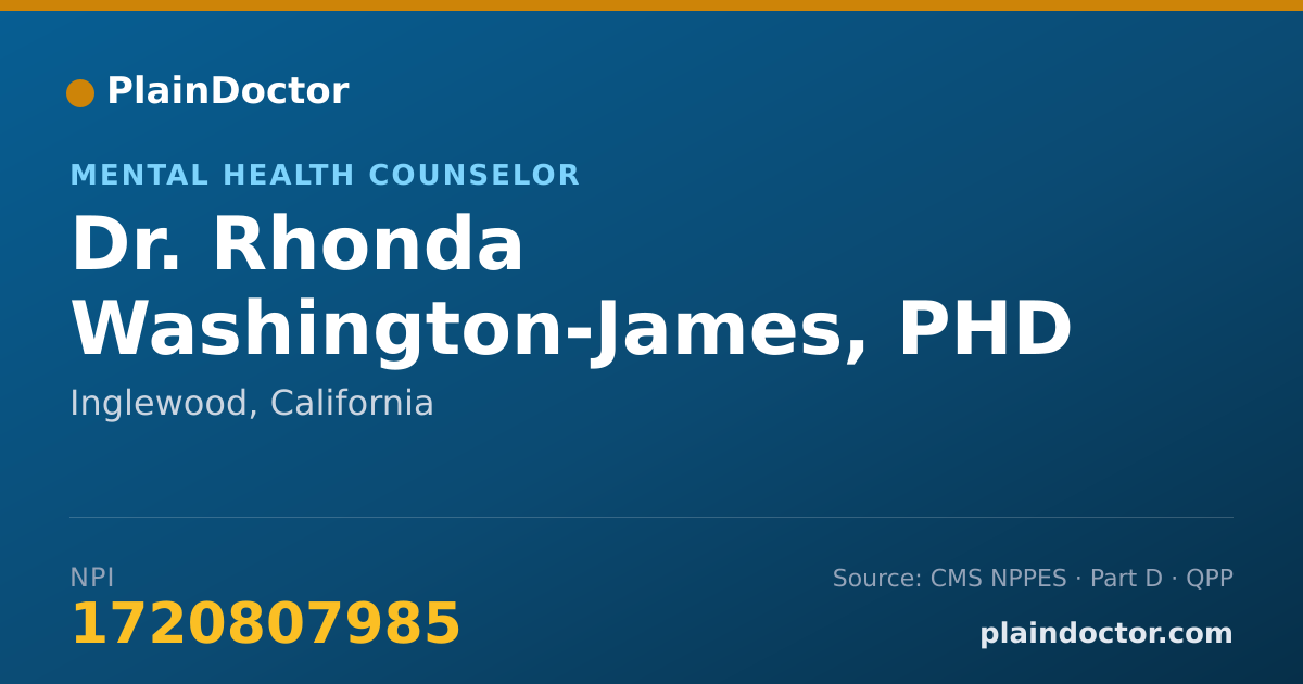 Shareable card for Rhonda Washington-James, PHD - Mental Health Counselor, Inglewood, CA