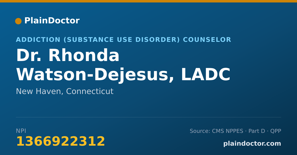Shareable card for Rhonda Watson-Dejesus, LADC - Addiction (Substance Use Disorder) Counselor, New Haven, CT