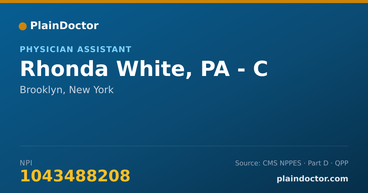 Shareable card for Rhonda White, PA - C - Physician Assistant, Brooklyn, NY
