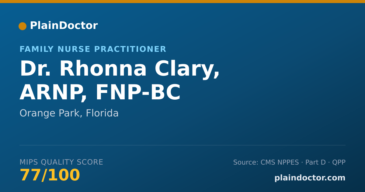 Shareable card for Rhonna Clary, ARNP, FNP-BC - Family Nurse Practitioner, Orange Park, FL