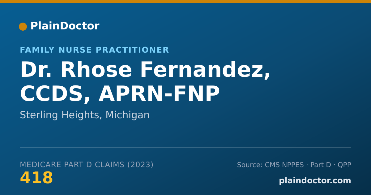 Shareable card for Rhose Fernandez, CCDS, APRN-FNP - Family Nurse Practitioner, Sterling Heights, MI