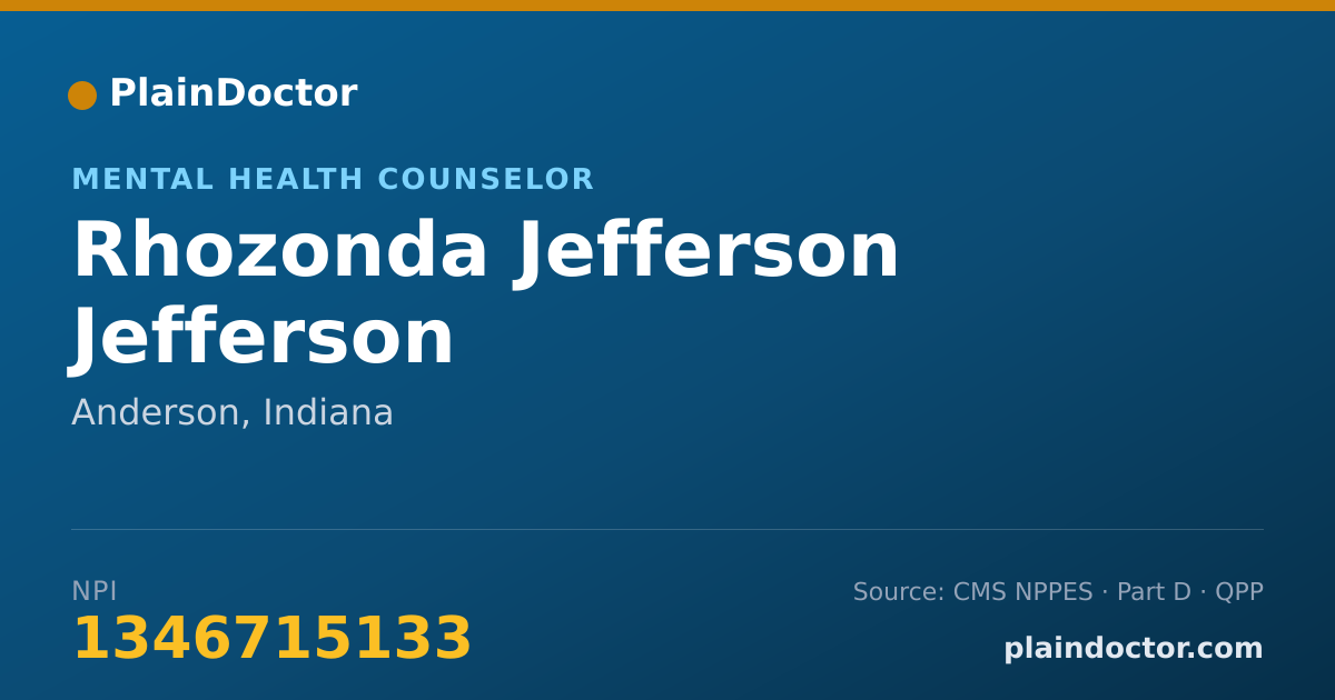 Shareable card for Rhozonda Jefferson Jefferson - Mental Health Counselor, Anderson, IN