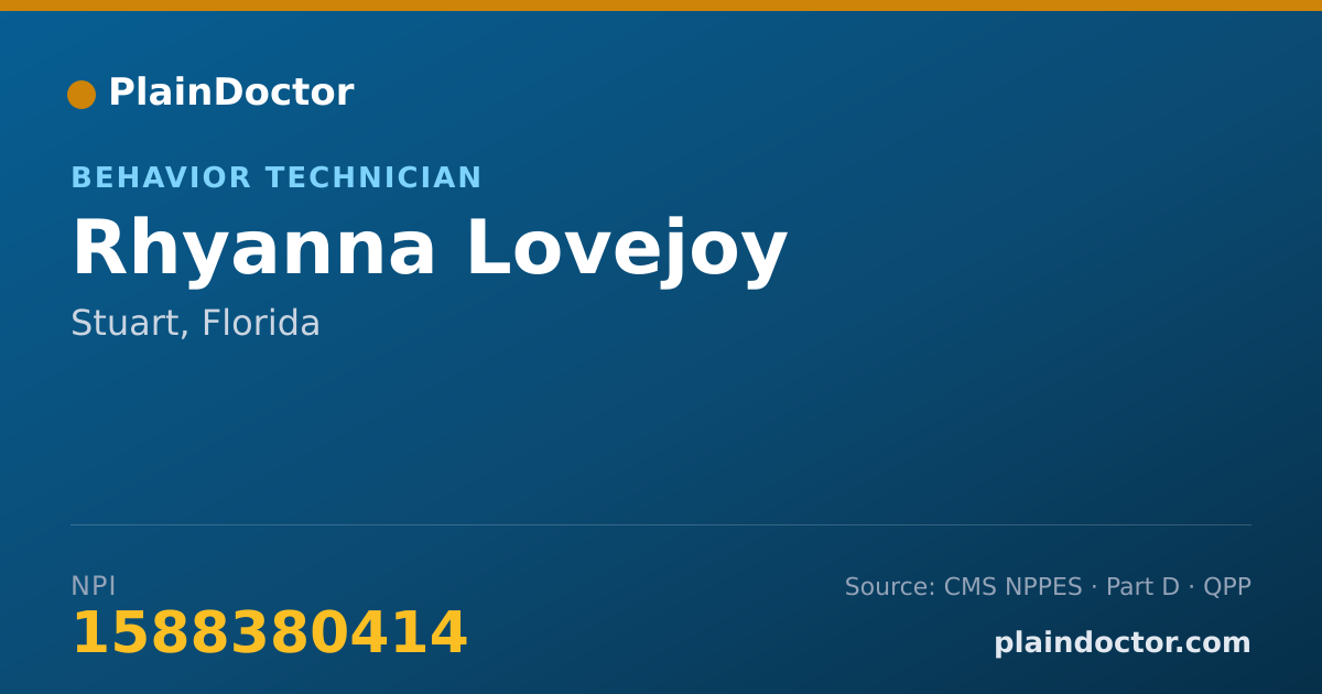 Shareable card for Rhyanna Lovejoy - Behavior Technician, Stuart, FL