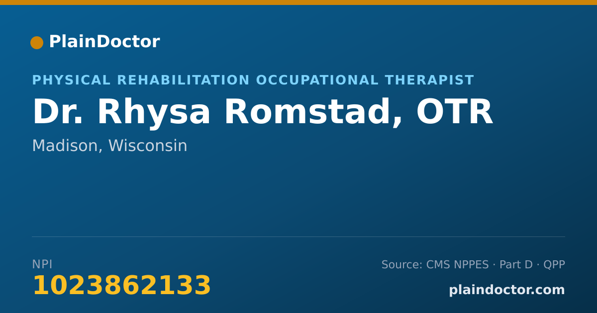 Shareable card for Rhysa Romstad, OTR - Physical Rehabilitation Occupational Therapist, Madison, WI