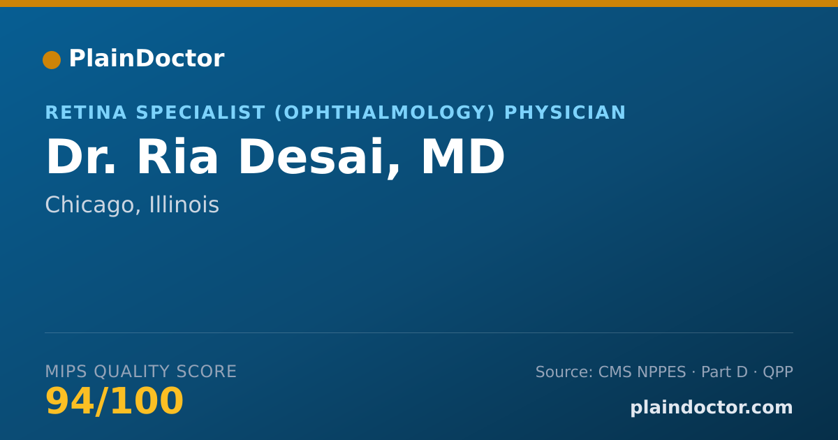 Shareable card for Ria Desai, MD - Retina Specialist (Ophthalmology) Physician, Chicago, IL