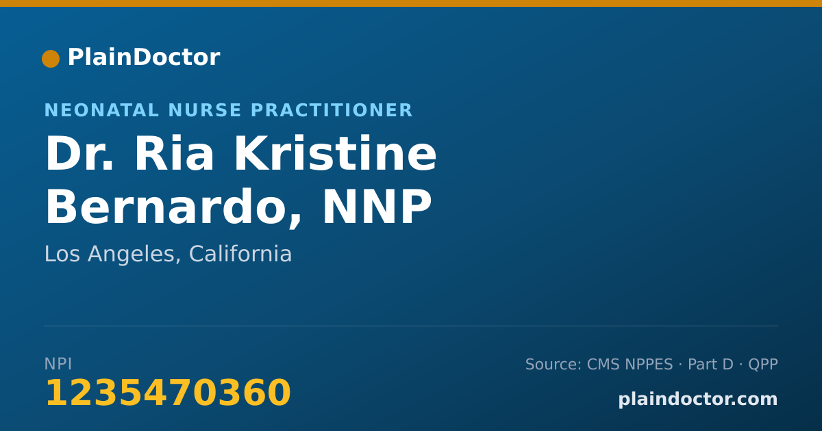 Shareable card for Ria Kristine Bernardo, NNP - Neonatal Nurse Practitioner, Los Angeles, CA