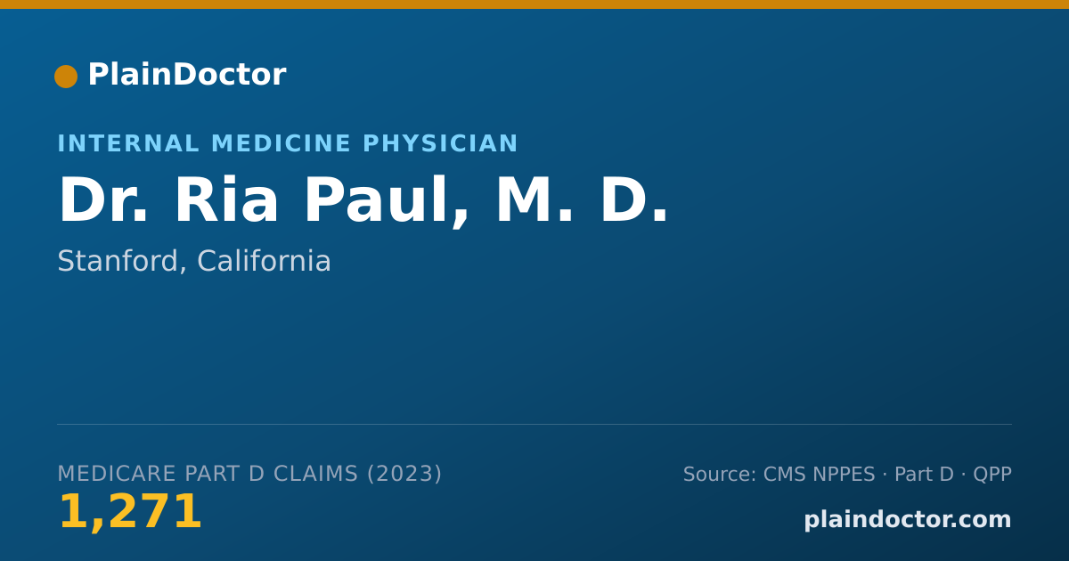Shareable card for Ria Paul, M. D. - Internal Medicine Physician, Stanford, CA