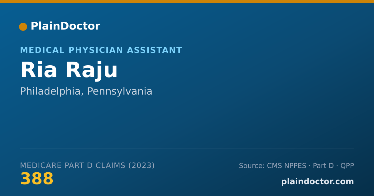 Shareable card for Ria Raju - Medical Physician Assistant, Philadelphia, PA