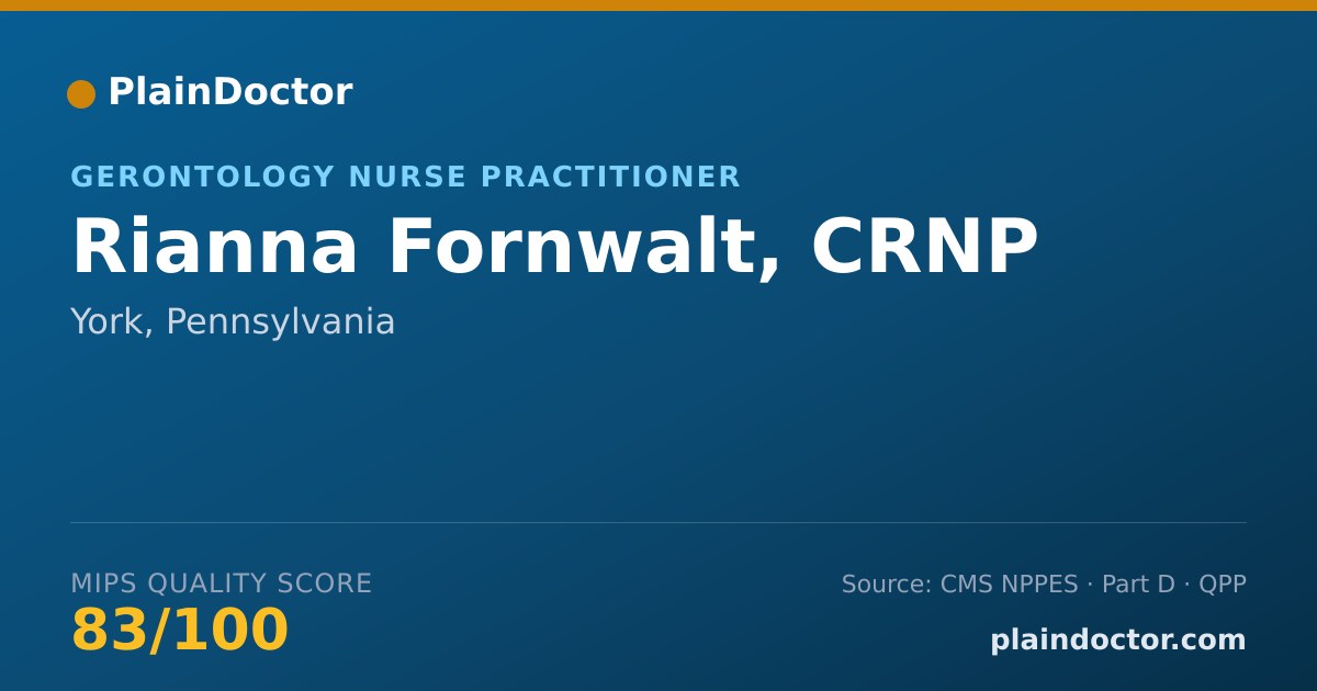 Shareable card for Rianna Fornwalt, CRNP - Gerontology Nurse Practitioner, York, PA