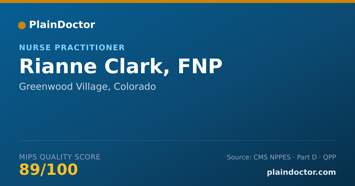 Shareable card for Rianne Clark, FNP - Nurse Practitioner, Greenwood Village, CO