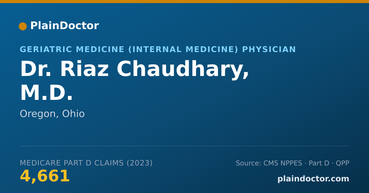 Shareable card for Riaz Chaudhary, M.D. - Geriatric Medicine (Internal Medicine) Physician, Oregon, OH