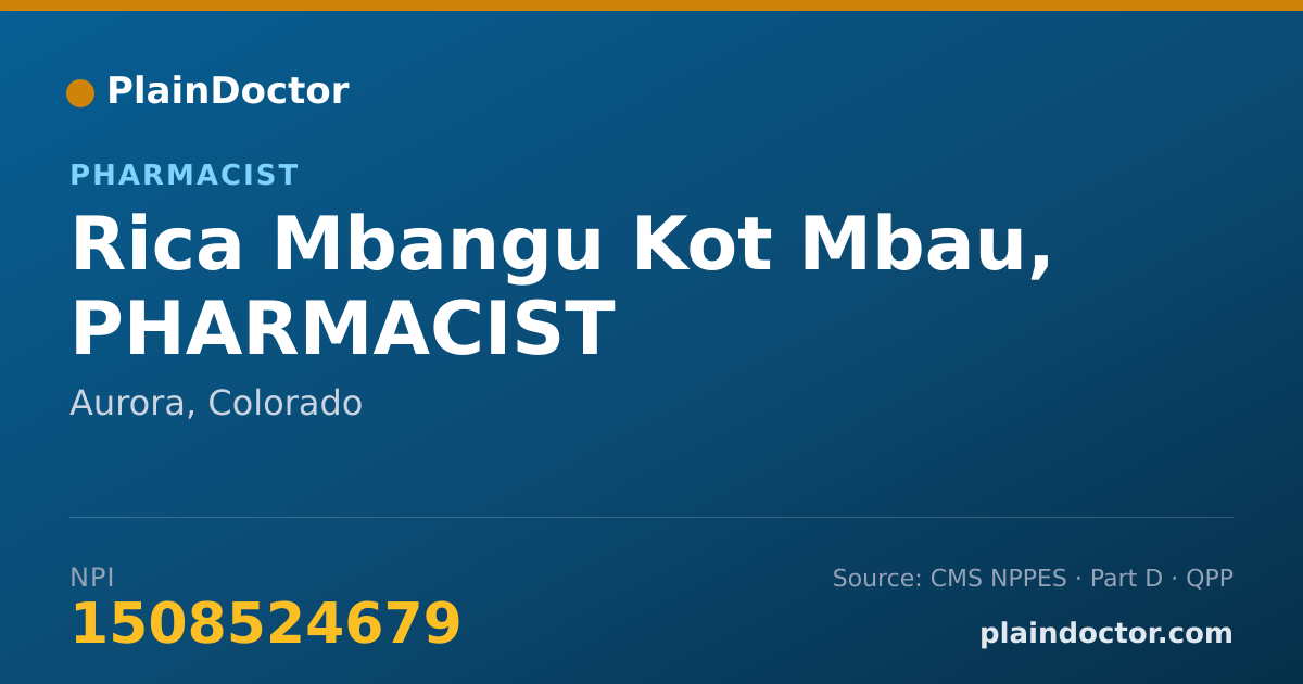 Shareable card for Rica Mbangu Kot Mbau, PHARMACIST - Pharmacist, Aurora, CO